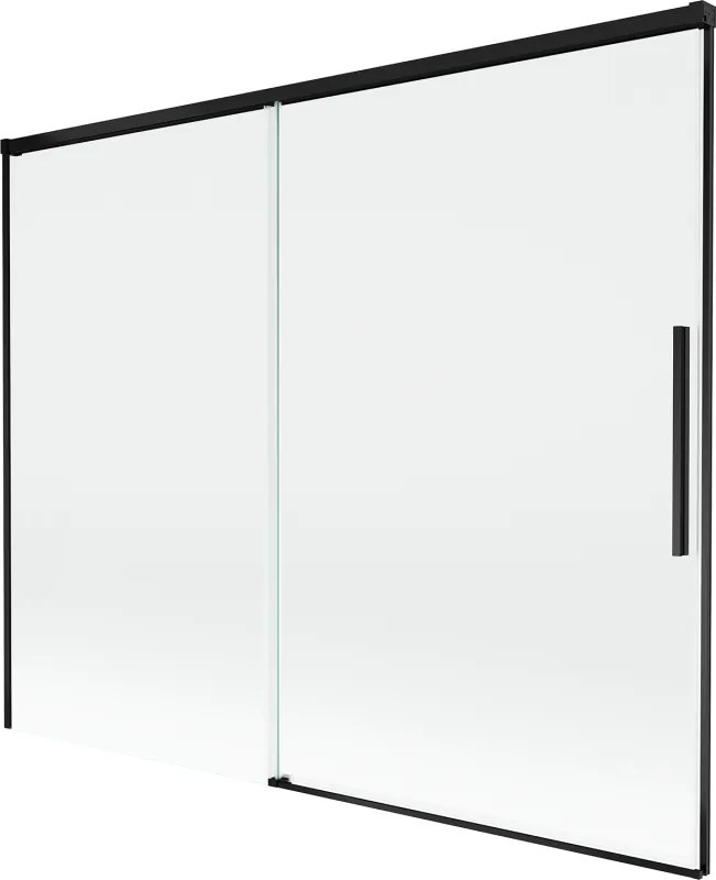 Mexen Rox, 2-krídlová posuvná vaňová zástena 190 x 150 cm, 8mm číre sklo, čierny matný profil, 8C9-190-001-70-00