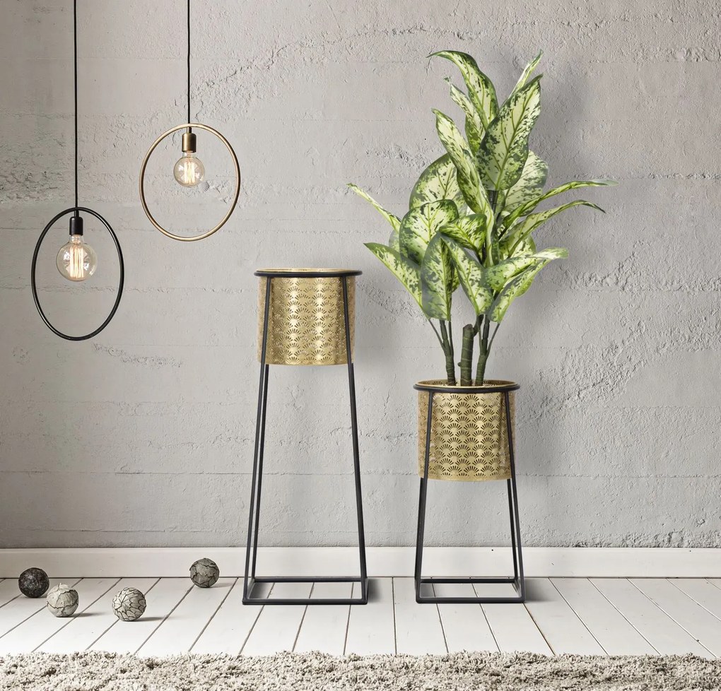 Sada 2 ks kvetinových stojanov Couple Cup čierno-zlatá