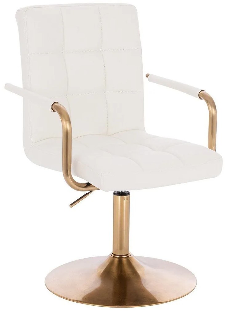 LuxuryForm DESIGN Otočná stolička VERONA GOLD na zlatom tanieri - biela