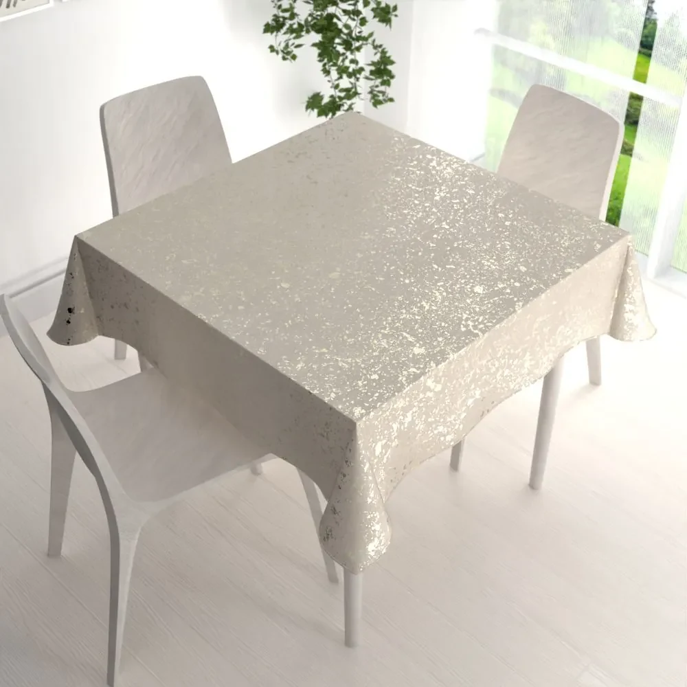 Biante Zamatový štvorcový obrus Isabela IBL-001 Gold Design krémový 80x80 cm