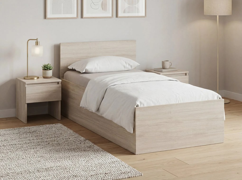 Posteľ SOFIA 80 x 200 cm, dub sonoma Rošt: Bez roštu, Matrac: Matrac COCO MAXI 20 cm