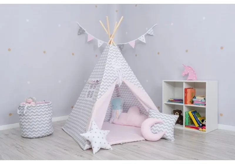 Sowadesing stan teepee cik/cak sivo-ružový+ stabilizátor