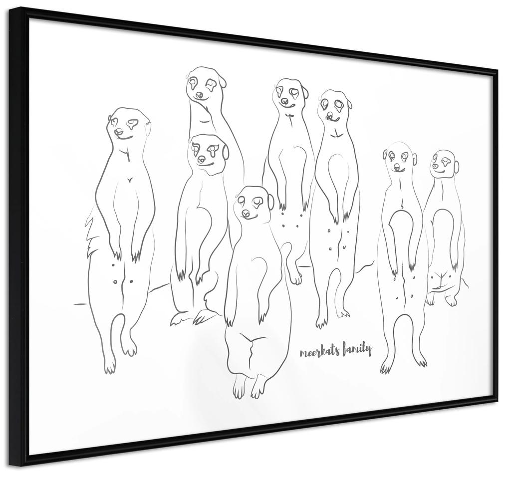 Artgeist Plagát - Meerkats Family [Poster] Veľkosť: 60x40, Verzia: Zlatý rám s passe-partout