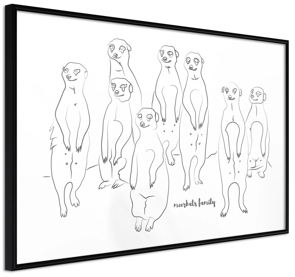 Artgeist Plagát - Meerkats Family [Poster] Veľkosť: 90x60, Verzia: Zlatý rám