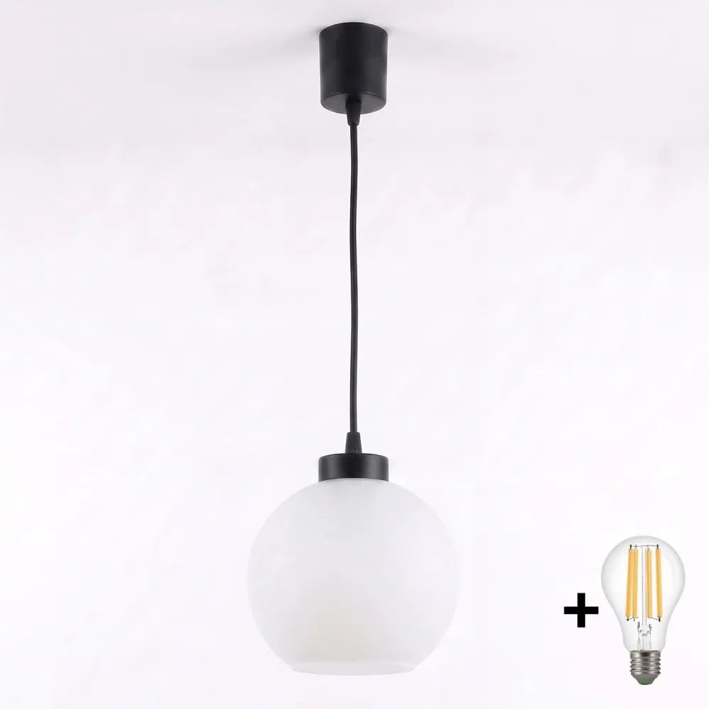 Brilagi - LED luster na lanku RETRO GLASS 1xE27/60W/230V pr. 15 cm čierna/biela