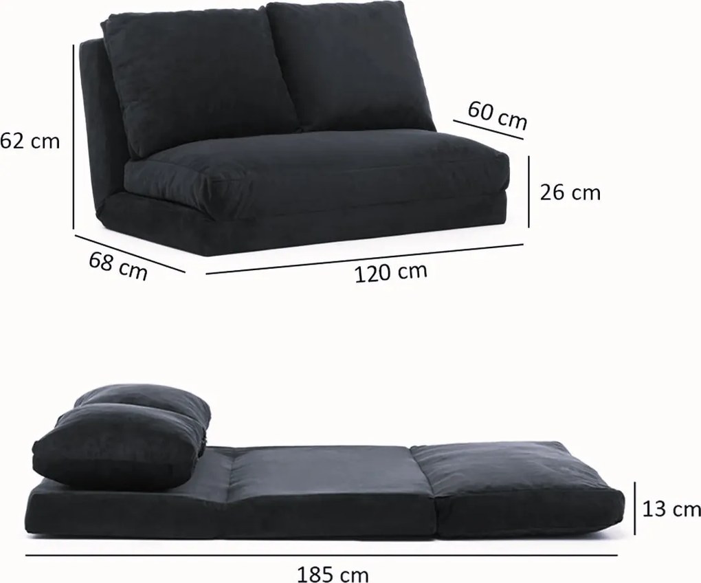Dvoumístná futonová rozkládací pohovka Taida 120 cm vícebarevná