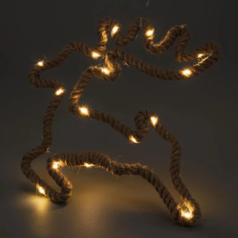 Vianočné dekorácie, sob, 28x29 cm, 20 LED, teplá biela, 2 ks