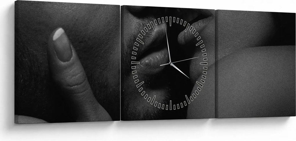 Obraz - Bozk, čiernobiela fotografia (s hodinami) (90x30 cm)