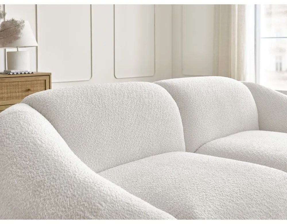 Biela pohovka z textílie bouclé 230 cm Tina – Bobochic Paris