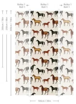WALLCOLORS Horses Beige wallpaper - tapeta POVRCH: Prowall Eco