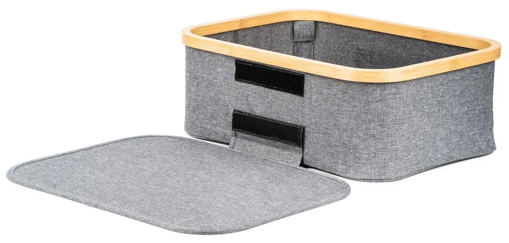 Úložná krabica G21 40 x 30 x 15 cm, bambus svekom, sivá