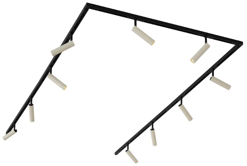 Moderný koľajnicový systém s 10 reflektormi béžovo-čierny 1-fázový - Slimline Uzzy