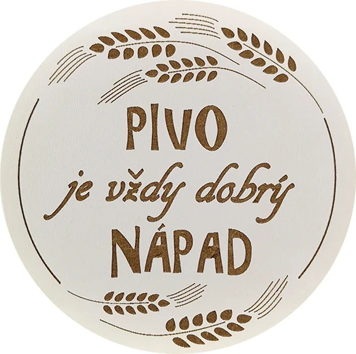 AMADEA Drevený podtácok okrúhly Pivo text "pivo je vždy dobrý nápad", priemer 10,5 cm