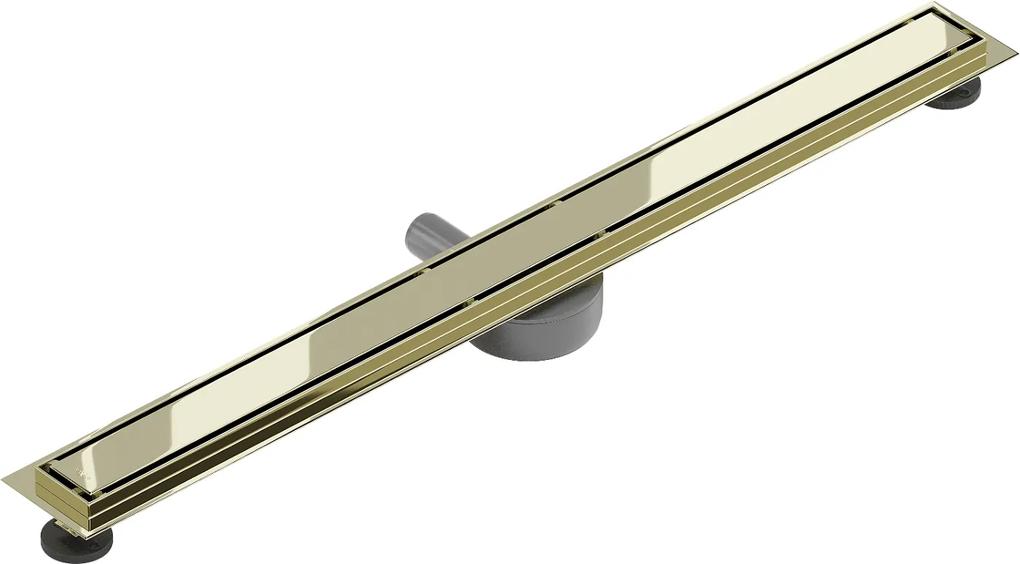 Mexen Flat 360°, nerezový sprchový žľab vzor M13 2v1 na vloženie dlažby 80 cm, zlatá lesklá, 1510080-40