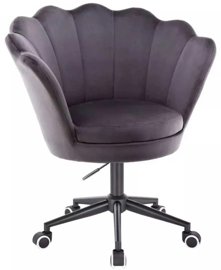 LuxuryForm DESIGN Kreslo FREY VELUR na čiernej podstave s kolieskami - tmavo šedé