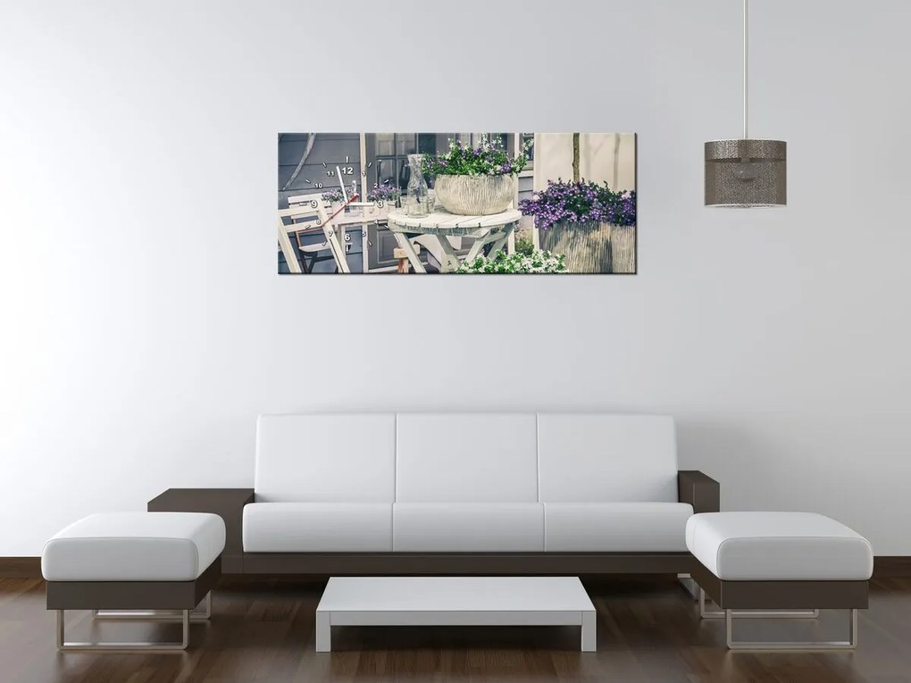 Gario Obraz s hodinami Relax na terase Rozmery: 100 x 40 cm
