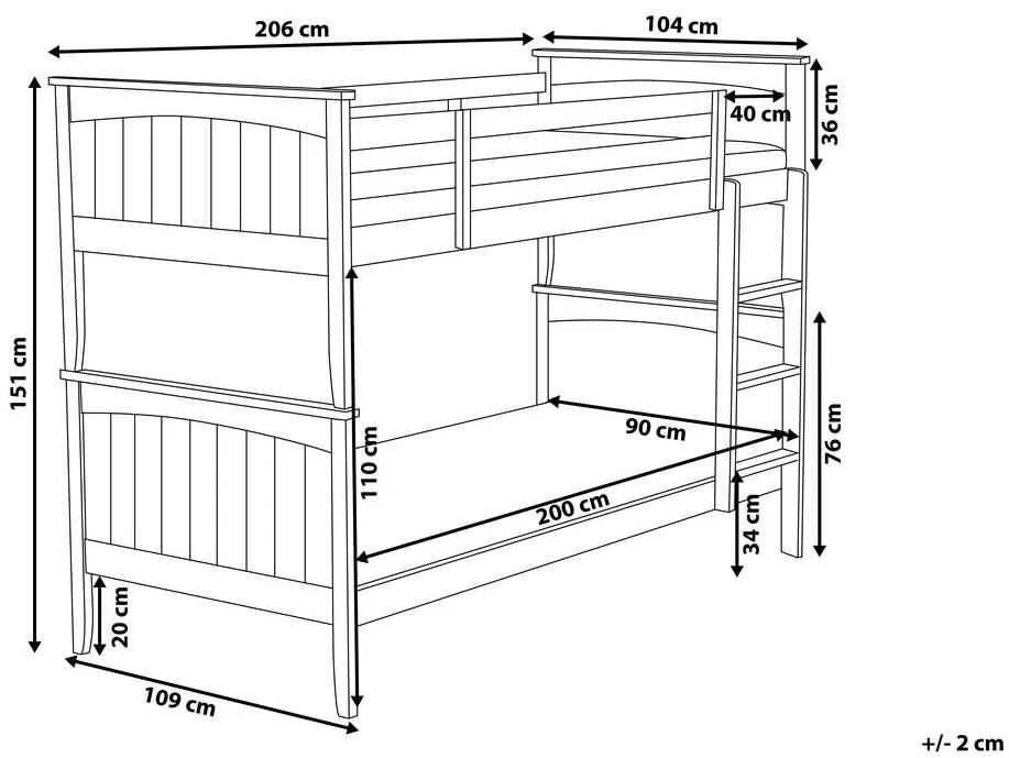 Poschodová posteľ 90 cm RADIN (s roštom) (biela). Vlastná spoľahlivá doprava až k Vám domov. 1007443