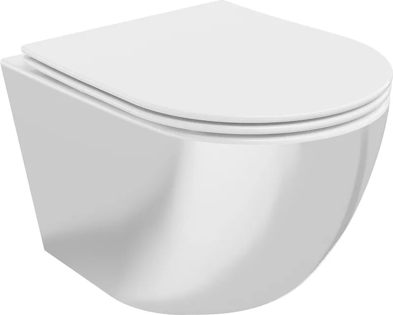 Mexen Lena WC misa Rimless s pomaly padajúcou doskou slim, duroplast, biela/strieborná - 30224004