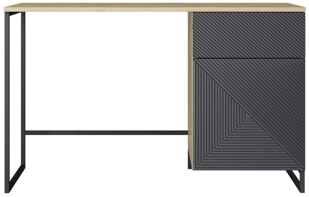 Písací stôl Asha 120 cm - artisan / rivier stone mat / čierne nohy