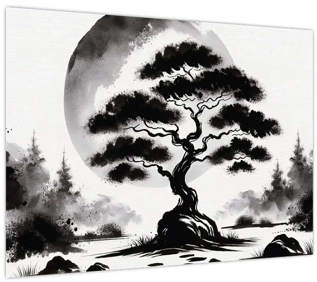 Obraz – Čiernobiela bonsai (70x50 cm)