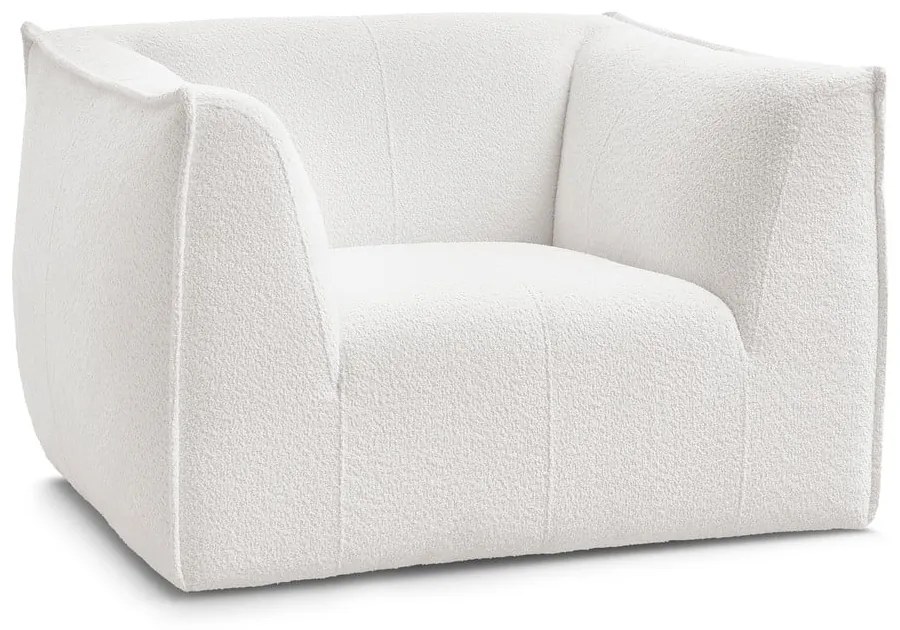 Biele kreslo z textílie buklé Giorgia – Bobochic Paris