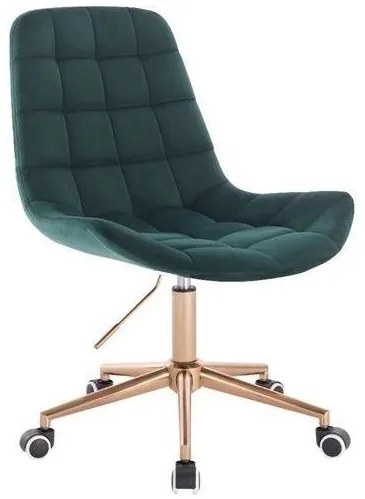 LuxuryForm DESIGN Stolička PARIS VELUR na zlatej podstave s kolieskami - zelená