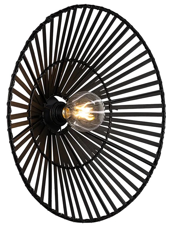 Orientálna nástenná lampa čierna bambus - Pua