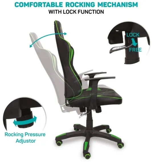 CONNECT IT CGC-0700-GR - Herná stolička LeMans Pro čierna/zelená