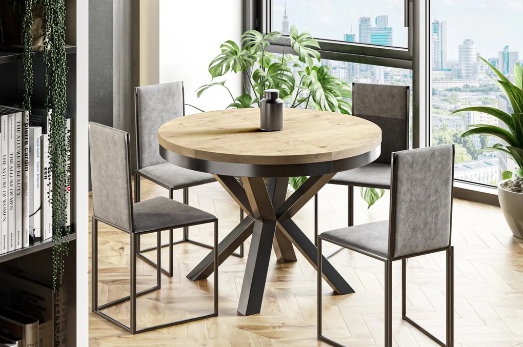 OKRÚHLY ROZKLADACÍ JEDÁLENSKÝ STÔL HORTENSE DUB ARTISAN 100 / 176 cm