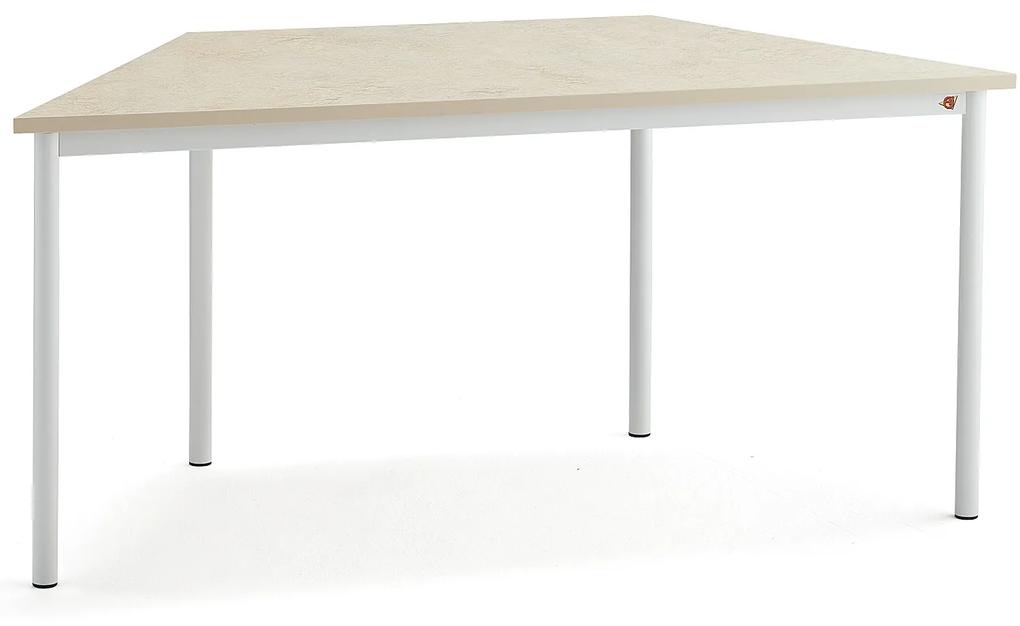 Stôl SONITUS TRAPETS, 1600x800x720 mm, linoleum - béžová, biela
