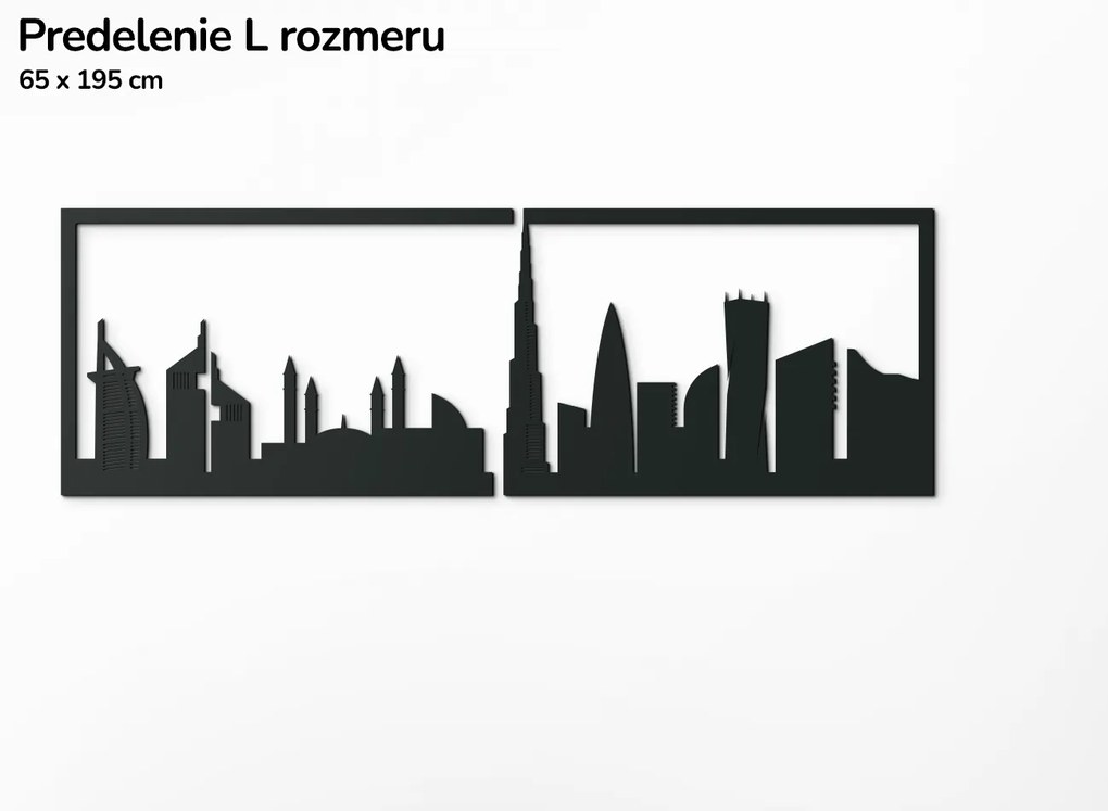 drevko Obraz Dubaj panoráma Rozmer obrazu: 29,5 x 89 cm, Farba dekorácie: Čierna
