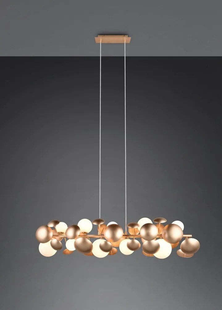 Závesné svietidlo so skleneným tienidlom v zlato-bielej farbe Bubble – Trio Select