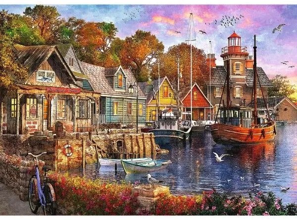 Puzzle Premium Plus - Čajový čas: Prímorský prístav 1000 dielikov