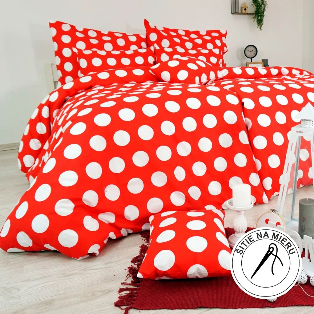 Obliečky bavlnené Dots červené EMI: Paplón 140x200