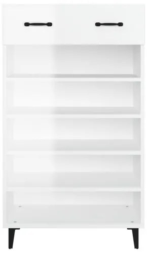 vidaXL Botník lesklý biely 60x35x105 cm spracované drevo-