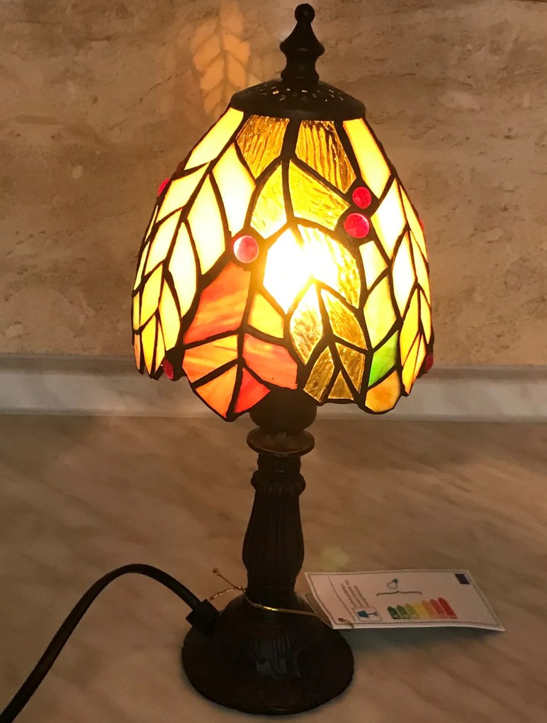 Dekoratívna Tiffany lampička LÍSTKY 12*30