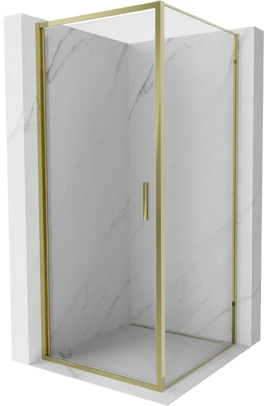 Mexen Exo, výklopný sprchový kút 75 x 75 cm, číre sklo, zlatá, 817-075-075-50-00