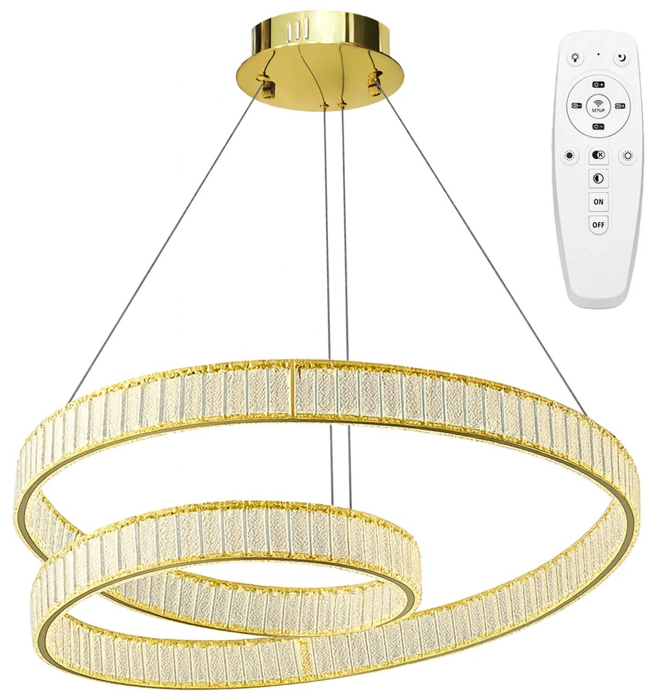Toolight Toolight, LED závesné svietidlo 60cm, 72W, 3500lm, APP1767-CP, zlatá, OSW-04343
