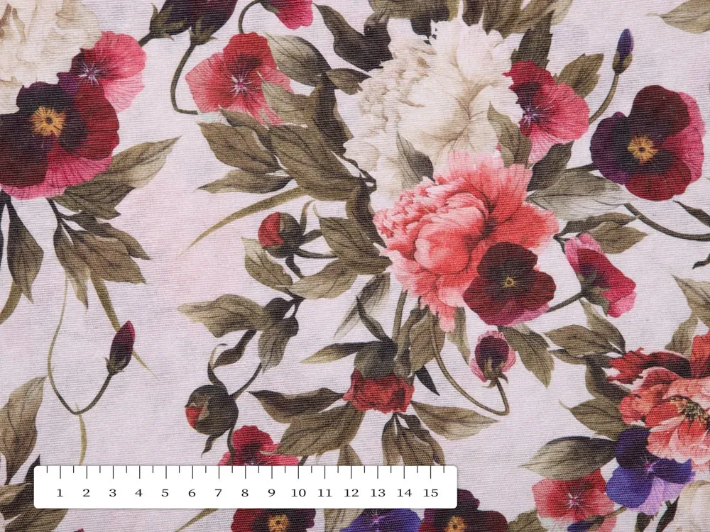 Biante Dekoračný záves Leona LN-075 Farebné kvety na smotanovom 130x220 cm