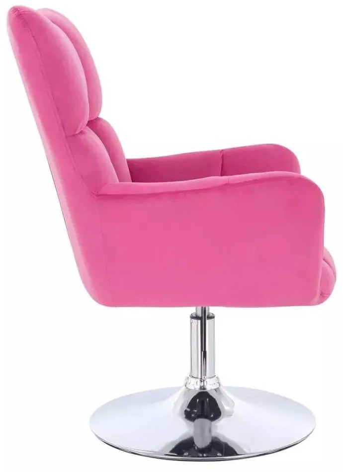 LuxuryForm DESIGN Otočné kreslo AURORA VELUR na striebornom tanieri - tmavoružové