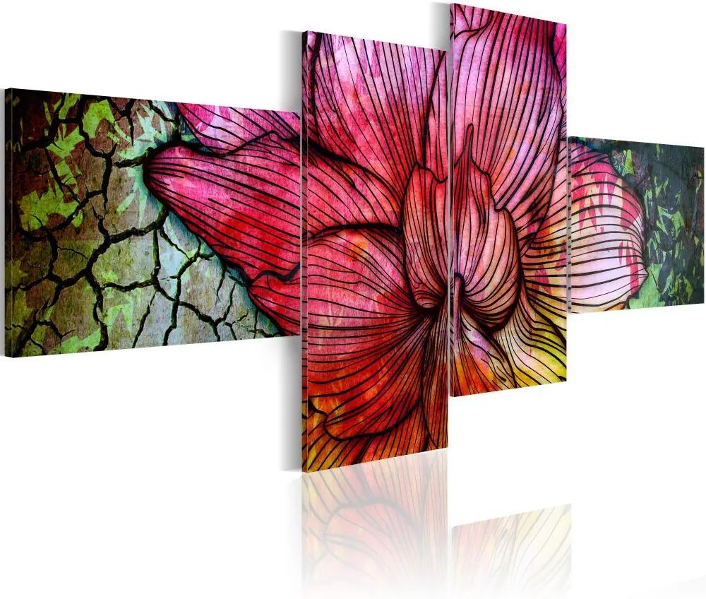 Obraz na plátne Bimago - Duhová květina 100x45 cm