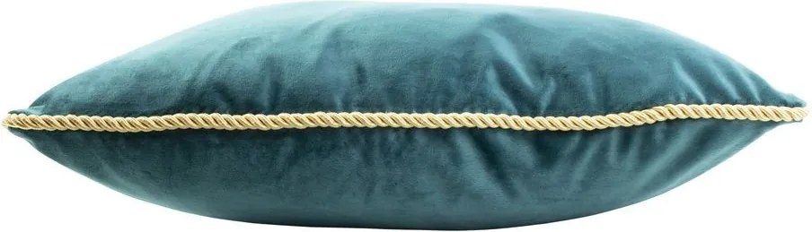 Petrolejový zamatový vankúš obšitý krúteným zlatým povrázkom Velvet - 45*10*45cm