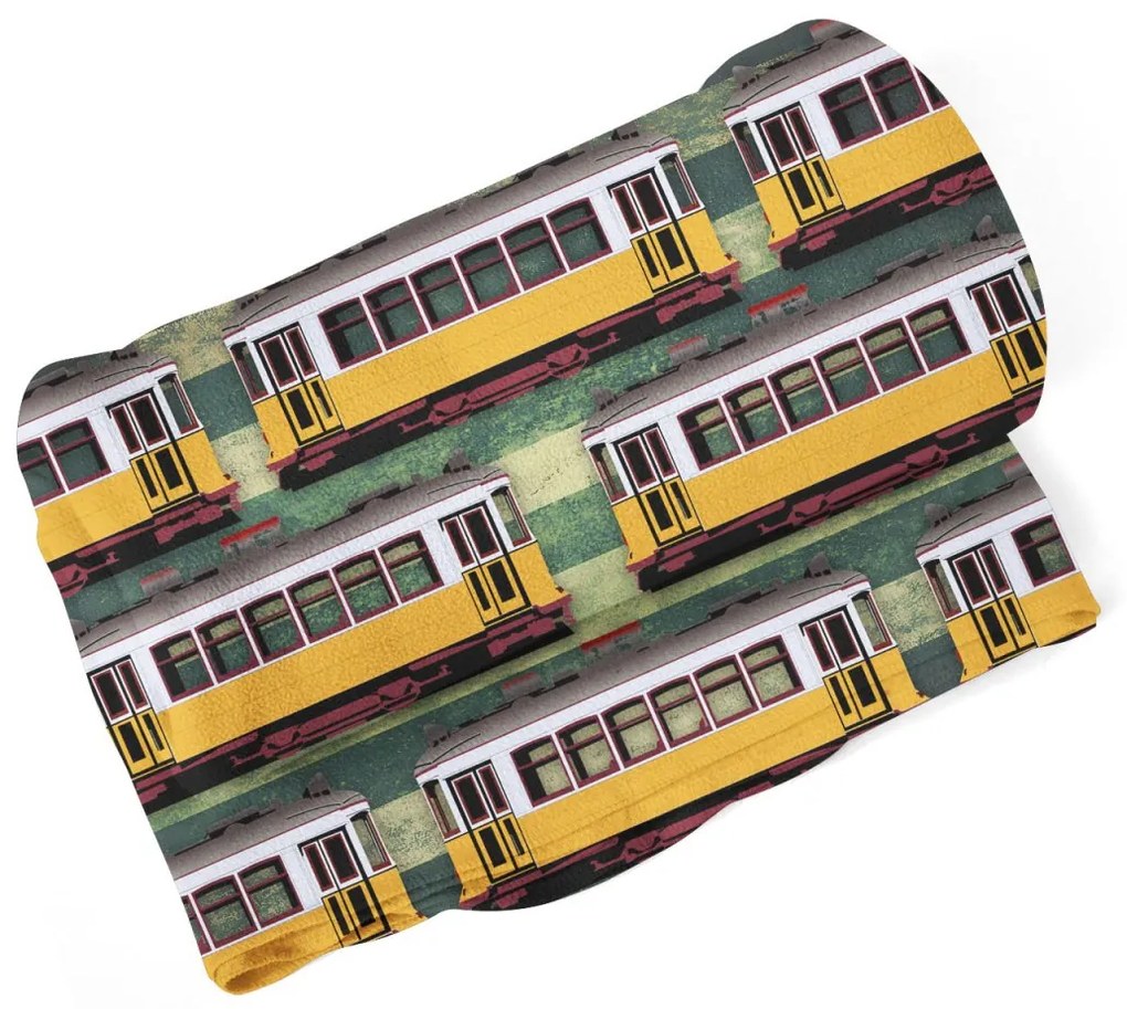 Sablio Deka Lisabonské historické električky Zelený Pattern - 150x120 cm