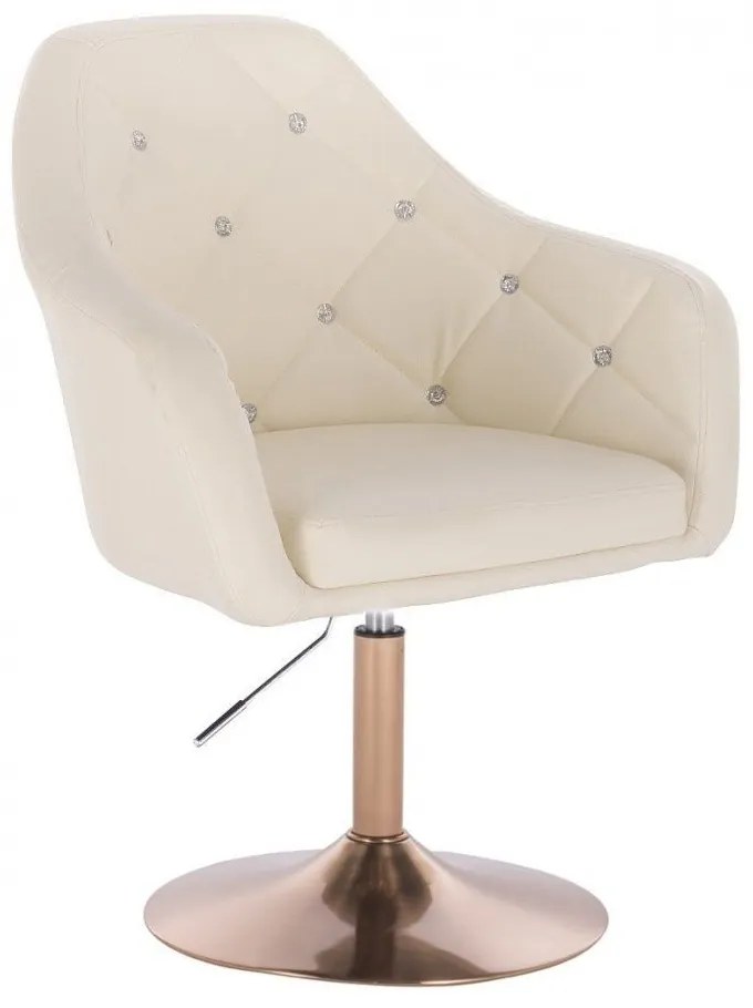 LuxuryForm DESIGN Kreslo ROMA na zlatom tanieri - krémové