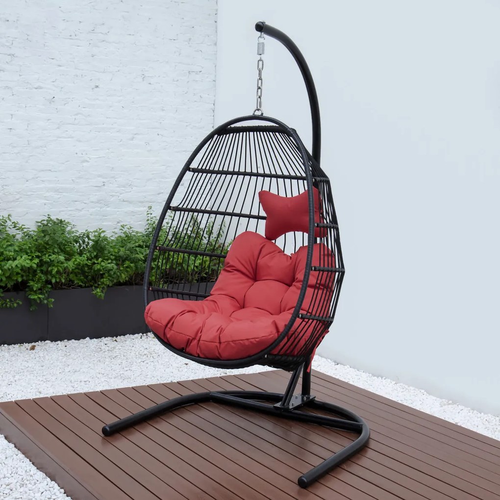 PROXIMA.store - Šnúrkové záhradné hojdacie kreslo GARDEN FARBA: červená