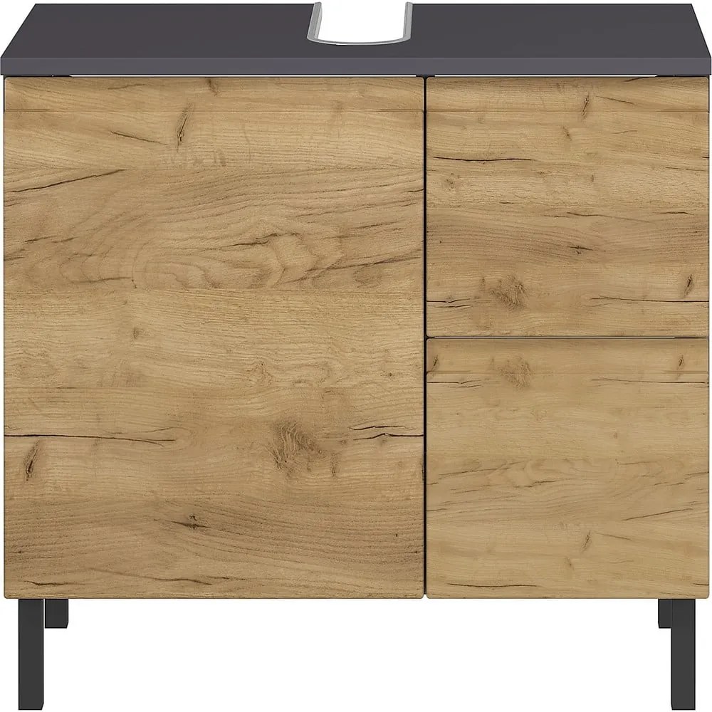 Tmavosivá skrinka pod umývadlo v dekore duba 60x56 cm Salinas - Germania