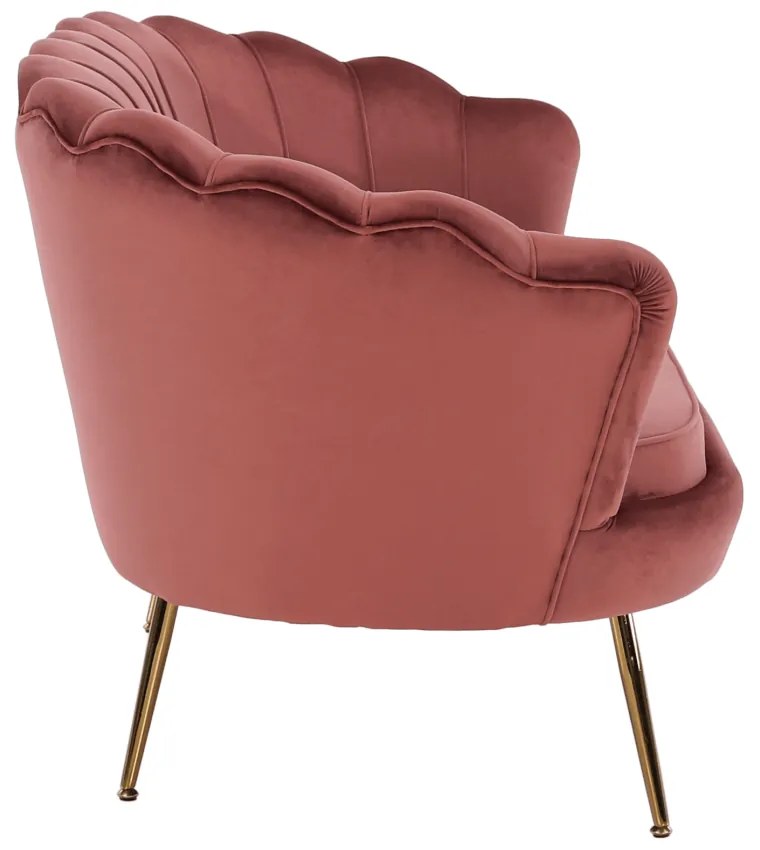 Lavica v štýle Art-deco, ružová Velvet látka/gold chróm-zlatý, NOBLIN