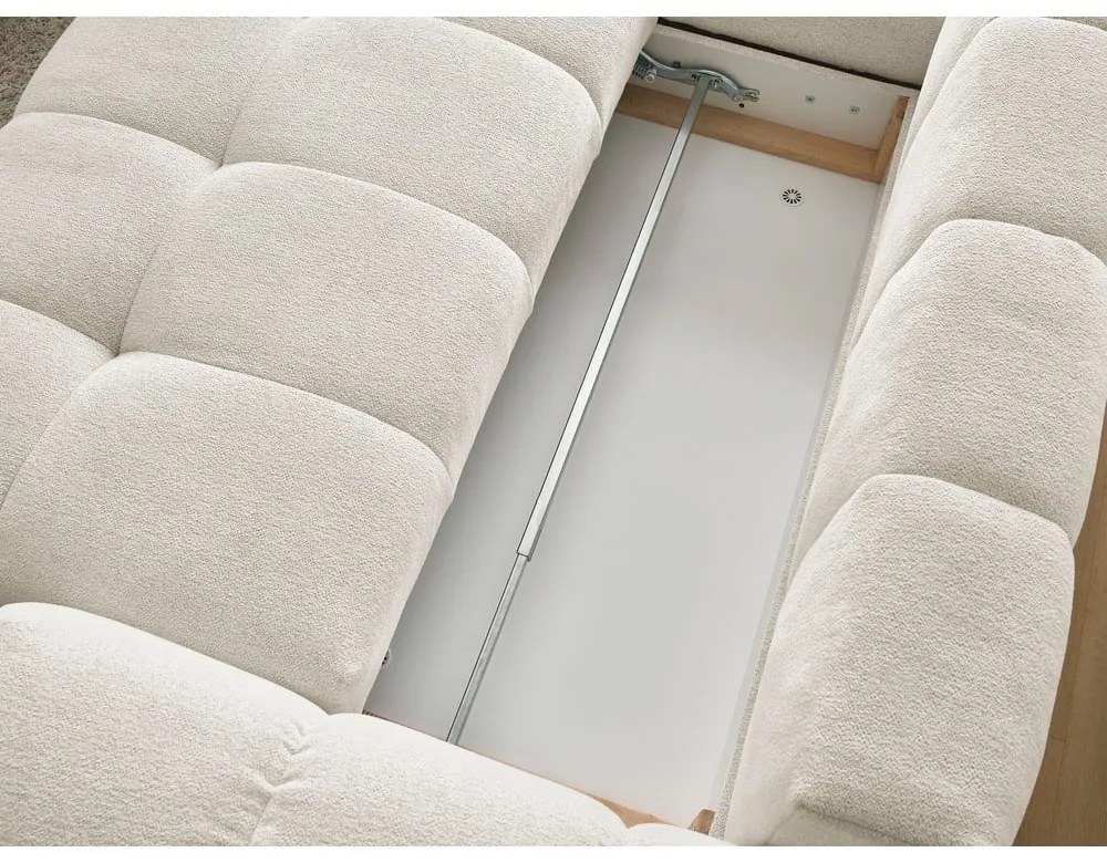 Biela ženilková rozkladacia/s úložným priestorom rohová pohovka (ľavý roh/do L) Everest – Bobochic Paris