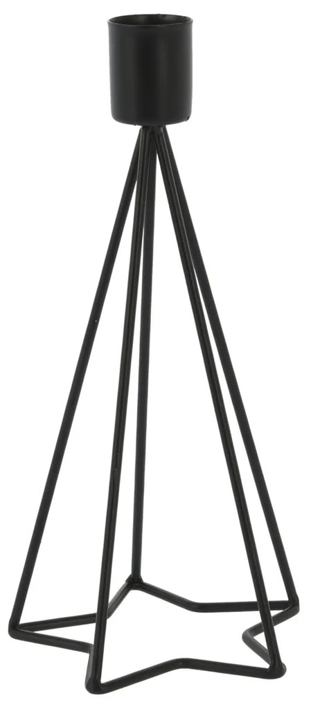 Kovový svietnik Stars, 9x19 cm, čierna, sada 2ks