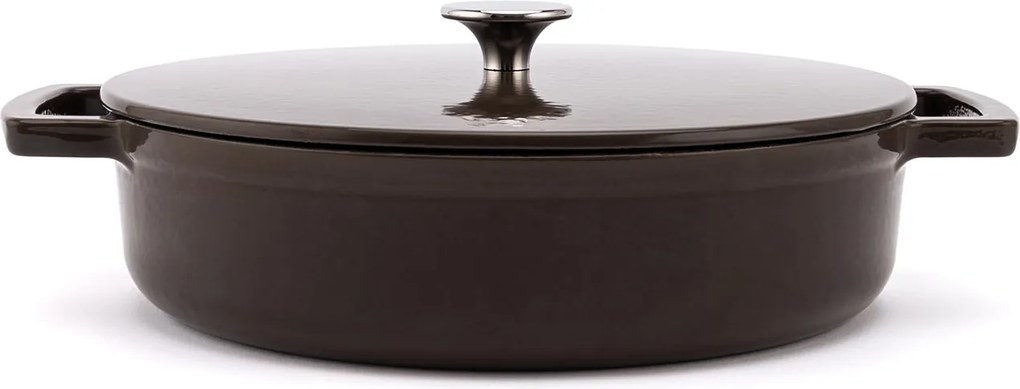 Elmich Smaltovaný liatinový nízky hrniec Ember 28 cm hnedý